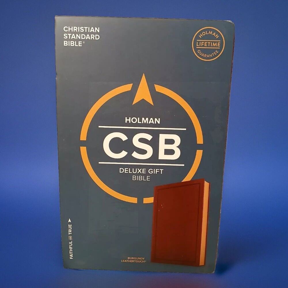 Holman CSB Deluxe Gift Bible Burgundy Leather-Touch Gilded Words In Red Ribbon